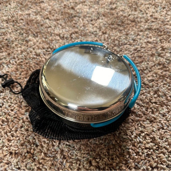 Nesting Stainless Steel Camping Cookware Set with Silicone Handles and Mesh Bag - Picture 5 of 8